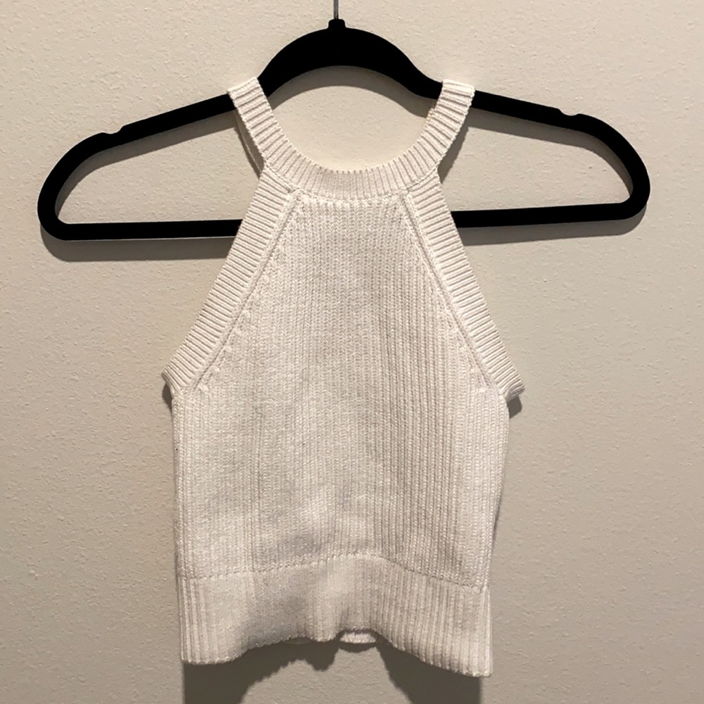 Express Knit White Sweater Crop Tank